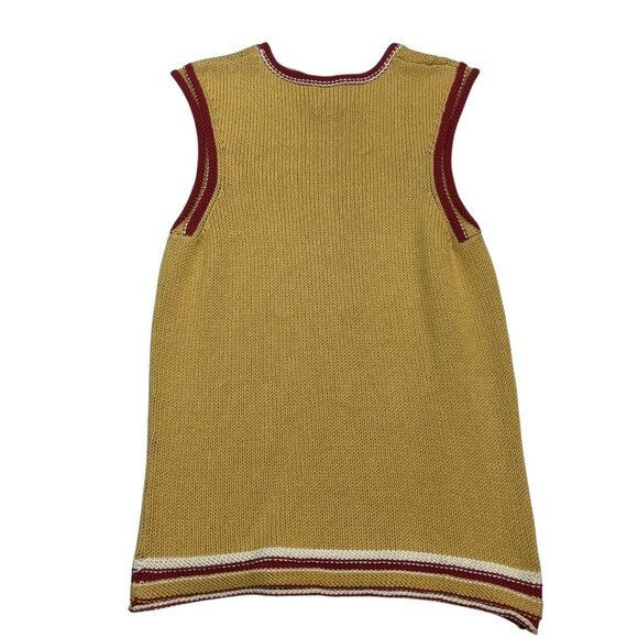Vintage Y2K Mag Sweater Vest Womens M Yellow Mixed Knit Pullover 70s Retro Indie - Picture 2 of 7